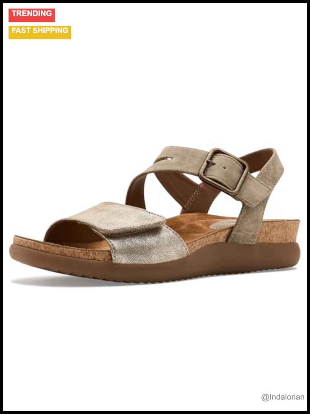 Wedge Sandals Faux Leather Ankle Strap Hook and Loop Open Toe